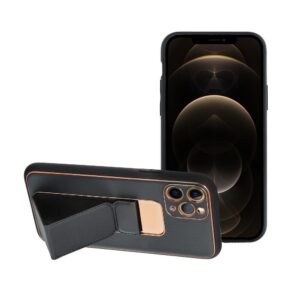 Кейс за Iphone 12 PRO MAX Forcell LEATHER Case Kickstand - Черен